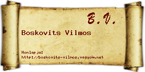 Boskovits Vilmos névjegykártya